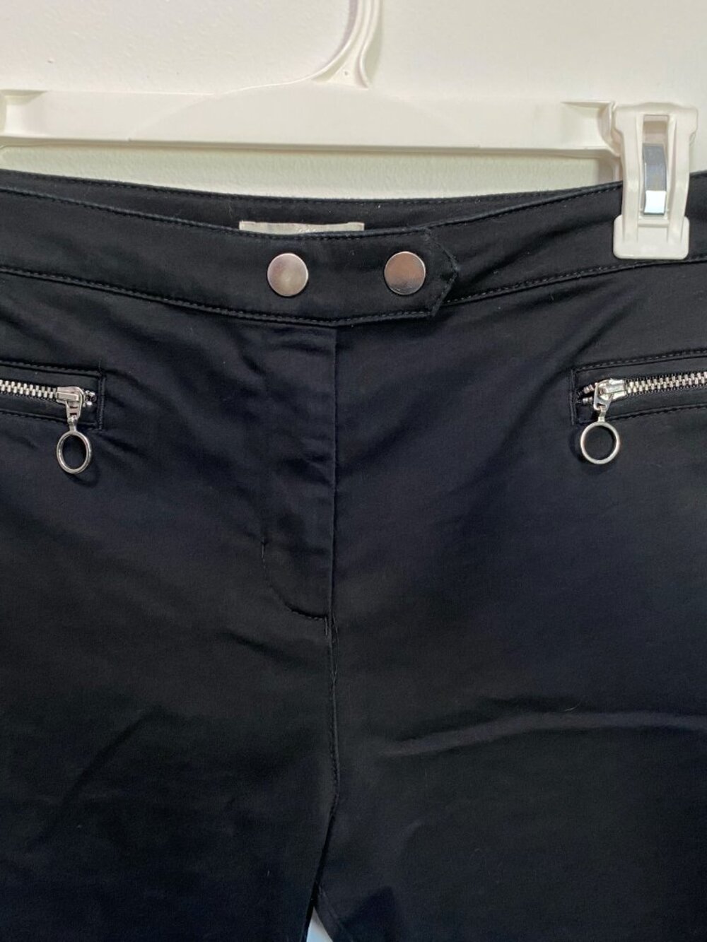 H and M High Waisted Black Skinny Pants Silver O-ring Zippers - Picture 6 of 6